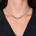 Luca Barra - Collana Donna Acciaio - Cristalli Bianchi - 40+5Cm