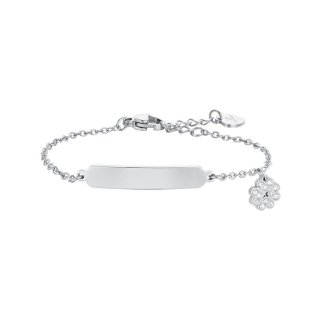 Luca Barra - Bracciale Bambina - Acciaio - Quadrifoglio - Piastra