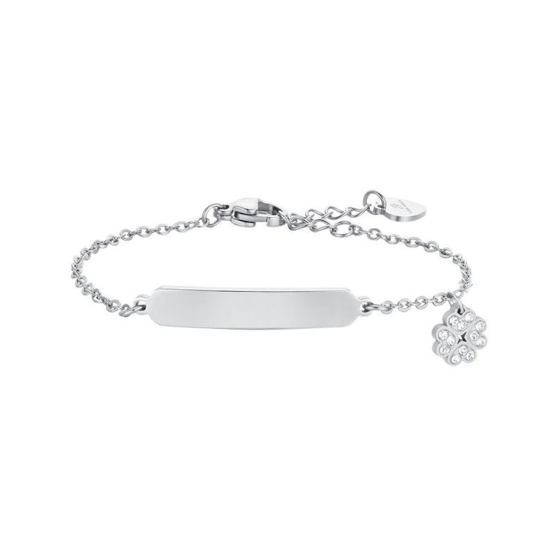 Luca Barra - Bracciale Bambina - Acciaio - Quadrifoglio - Piastra
