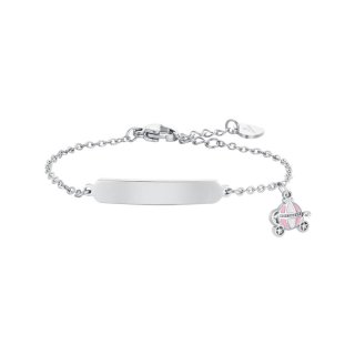 Luca Barra - Bracciale Bambina Carrozza - Acciaio - Cristalli Bianchi