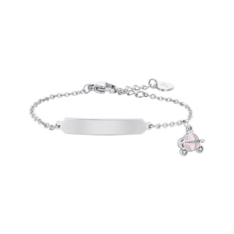 Luca Barra - Bracciale Bambina Carrozza - Acciaio - Cristalli Bianchi