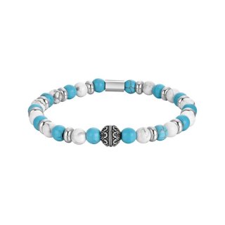 Luca Barra - Bracciale Uomo Elastico - Pietre Blu - Acciaio