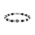 Luca Barra - Bracciale Uomo Elastico - Pietre Nere Bianche - Acciaio