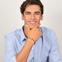 Luca Barra - Bracciale Uomo Elastico - Pietre Nere Bianche - Acciaio