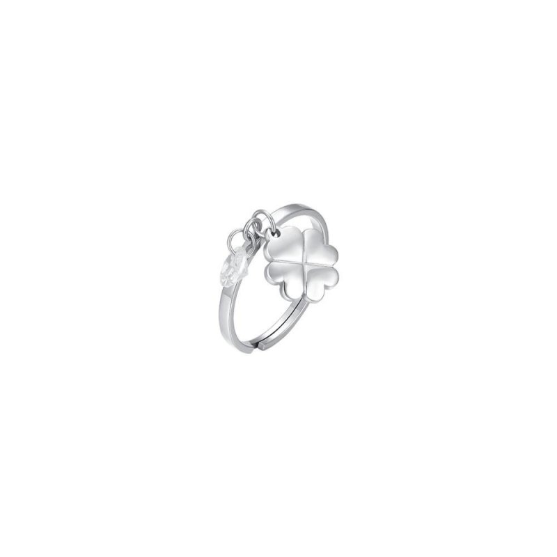 Luca Barra - Anello Donna Acciaio - Quadrifoglio - Zircone Bianco