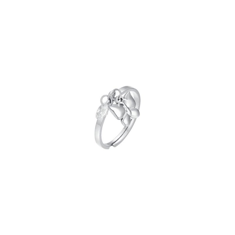 Luca Barra - Anello Donna Acciaio - Farfalla - Zircone Bianco