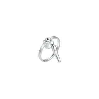 Luca Barra - Anello Donna Acciaio - Corno - Zircone Bianco