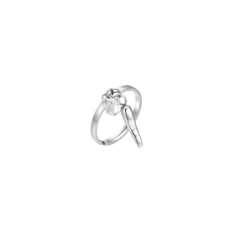 Luca Barra - Anello Donna Acciaio - Corno - Zircone Bianco
