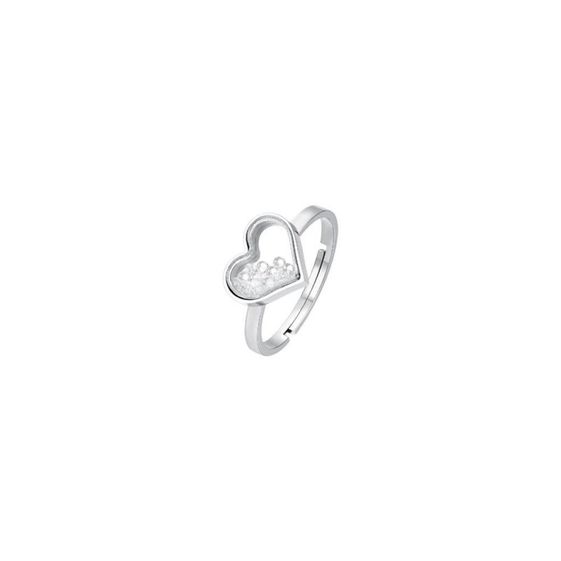 Luca Barra - Anello Cuore Donna - Acciaio - Zirconi