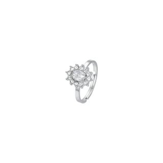 Luca Barra - Anello Donna Acciaio - Cristalli Bianchi - Zircone Bianco