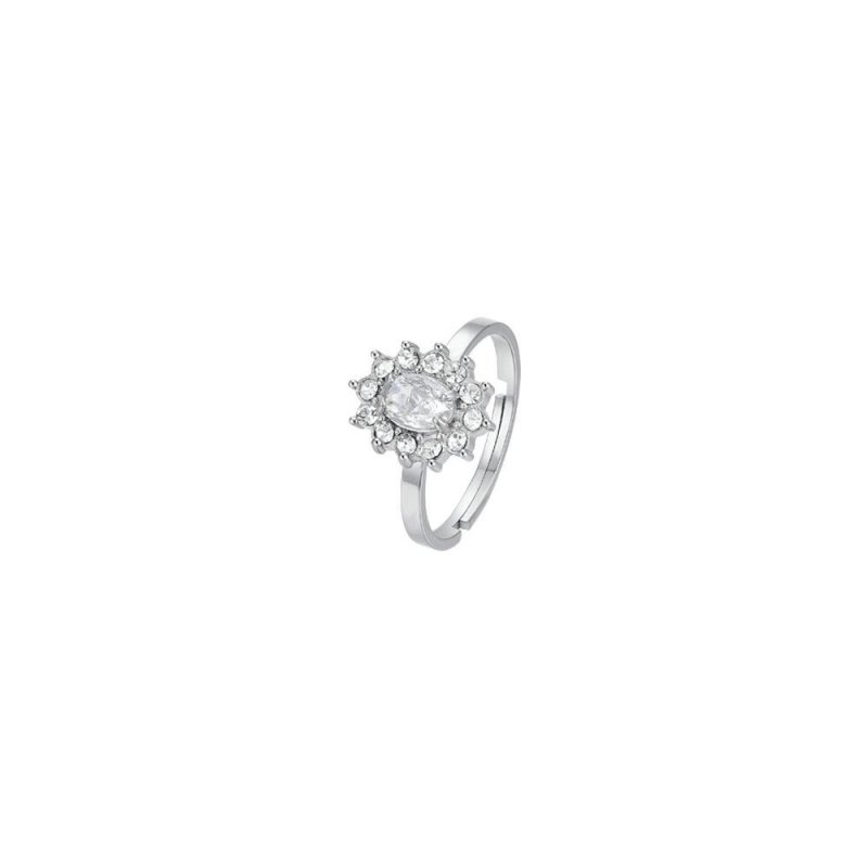 Luca Barra - Anello Donna Acciaio - Cristalli Bianchi - Zircone Bianco