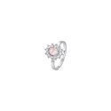 Luca Barra - Anello Donna Acciaio - Cristalli Bianchi - Zircone Rosa