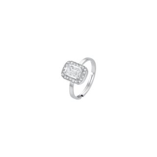 Luca Barra - Anello Donna Acciaio - Cristalli Bianchi - Zircone
