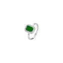 Luca Barra - Anello Donna Acciaio - Cristalli Bianchi - Zircone Verde