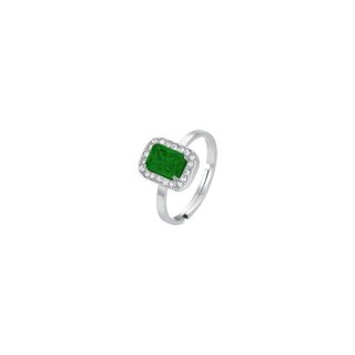 Luca Barra - Anello Donna Acciaio - Cristalli Bianchi - Zircone Verde