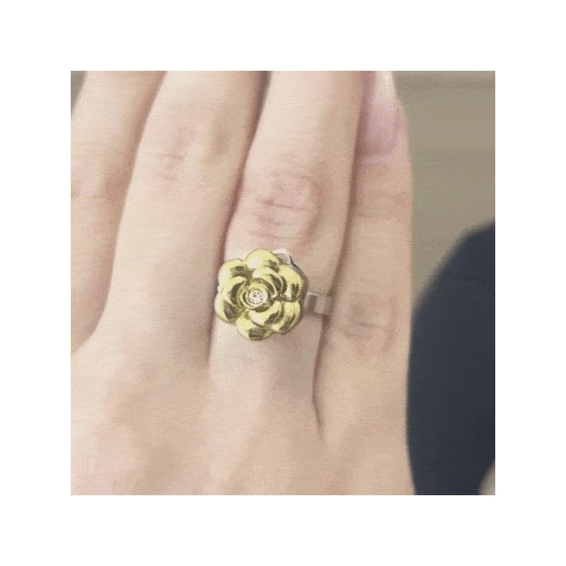 Luca Barra - Anello Donna Acciaio Ip Gold - Rosa Girevole - Cristallo Bianco