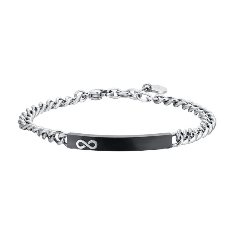 Luca Barra - Bracciale Uomo Acciaio - Piastra Ip Black - Infinito