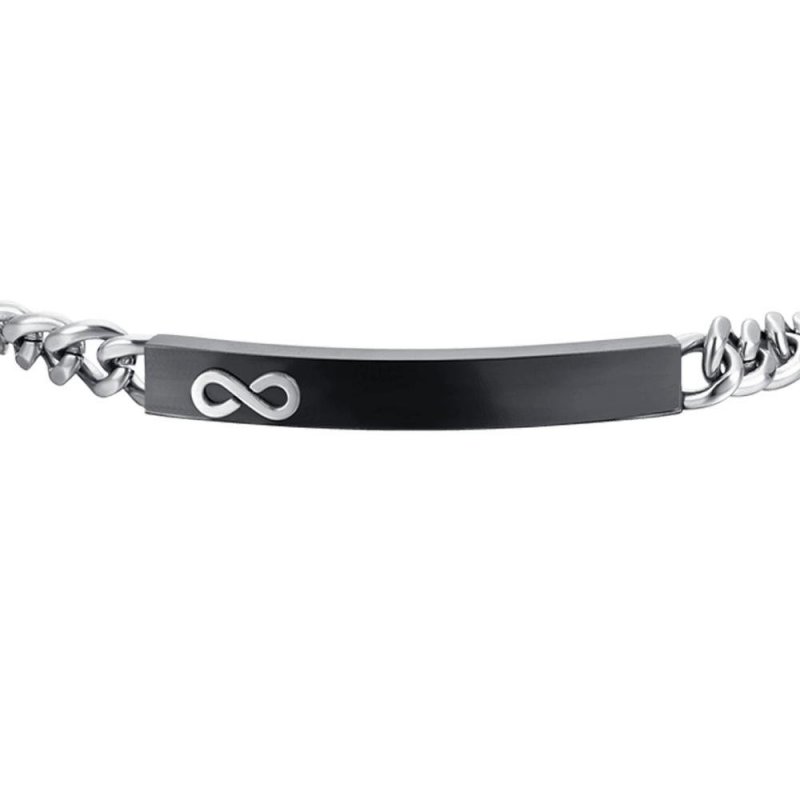Luca Barra - Bracciale Uomo Acciaio - Piastra Ip Black - Infinito