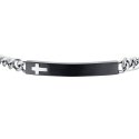 Luca Barra - Bracciale Uomo Acciaio - Piastra Ip Black - Croce