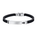 Luca Barra - Bracciale Uomo Silicone - Piastra Croce - Nero