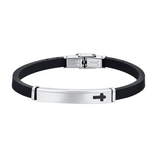 Luca Barra - Bracciale Uomo Silicone - Piastra Croce - Nero