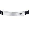Luca Barra - Bracciale Uomo Silicone - Piastra Croce - Nero