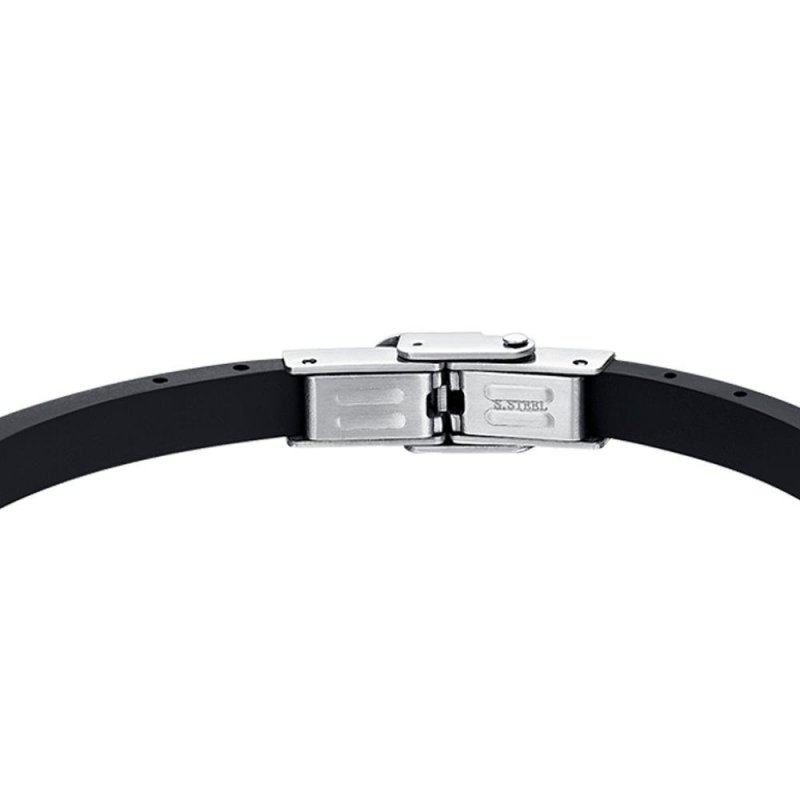Luca Barra - Bracciale Uomo Silicone - Piastra Croce - Nero