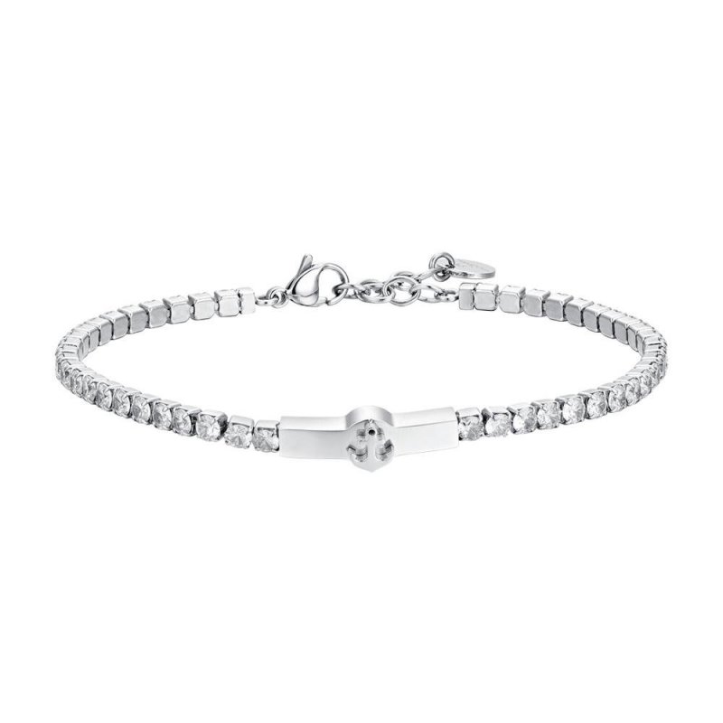 Luca Barra - Bracciale Tennis Uomo - Acciaio - Zirconi Bianchi