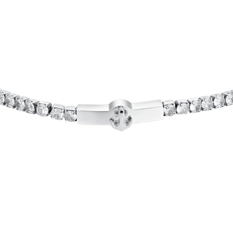 Luca Barra - Bracciale Tennis Uomo - Acciaio - Zirconi Bianchi