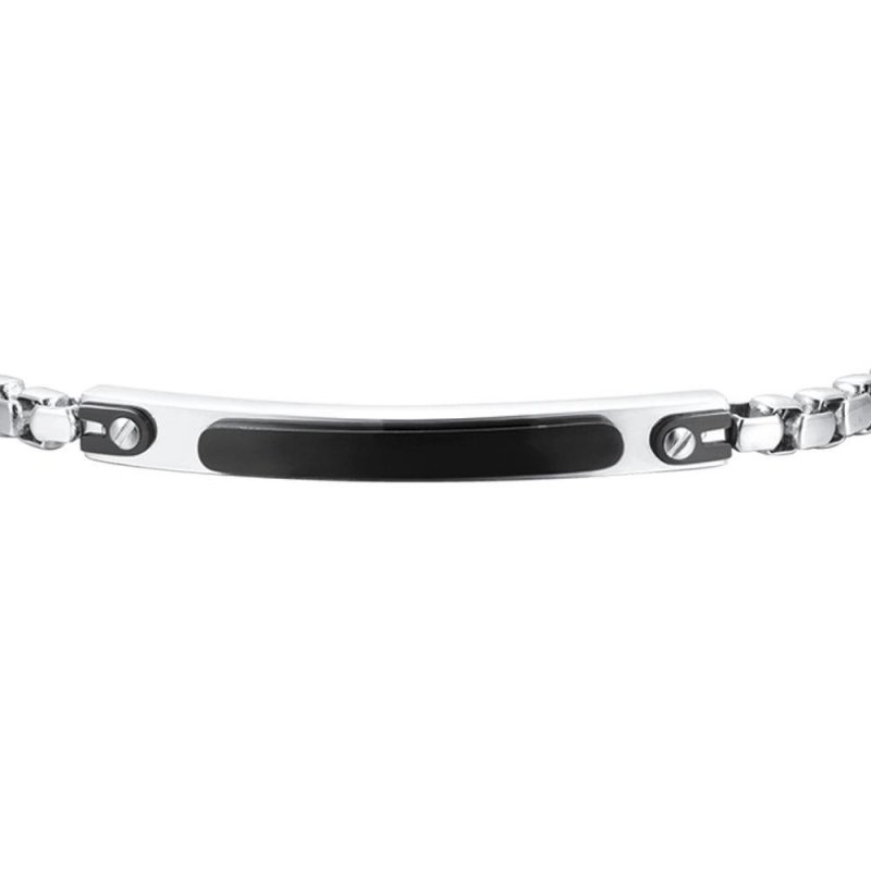 Luca Barra - Bracciale Uomo Acciaio - Piastra Ip Black