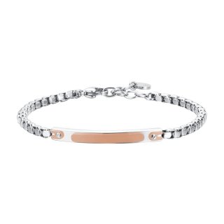 Luca Barra - Bracciale Uomo Acciaio - Piastra Ip Rose - Eleganza