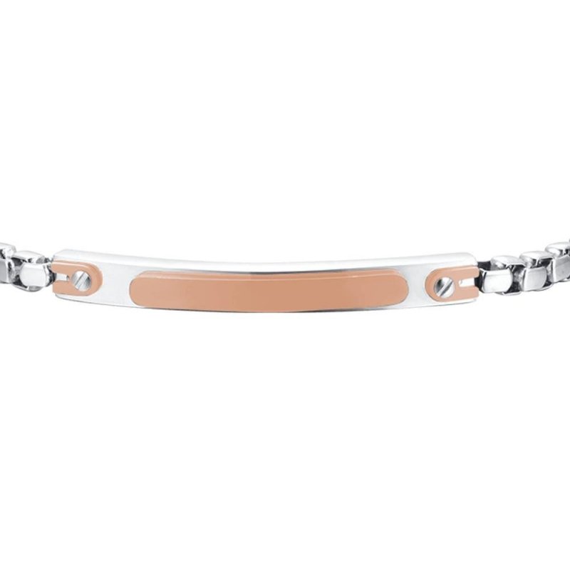 Luca Barra - Bracciale Uomo Acciaio - Piastra Ip Rose - Eleganza
