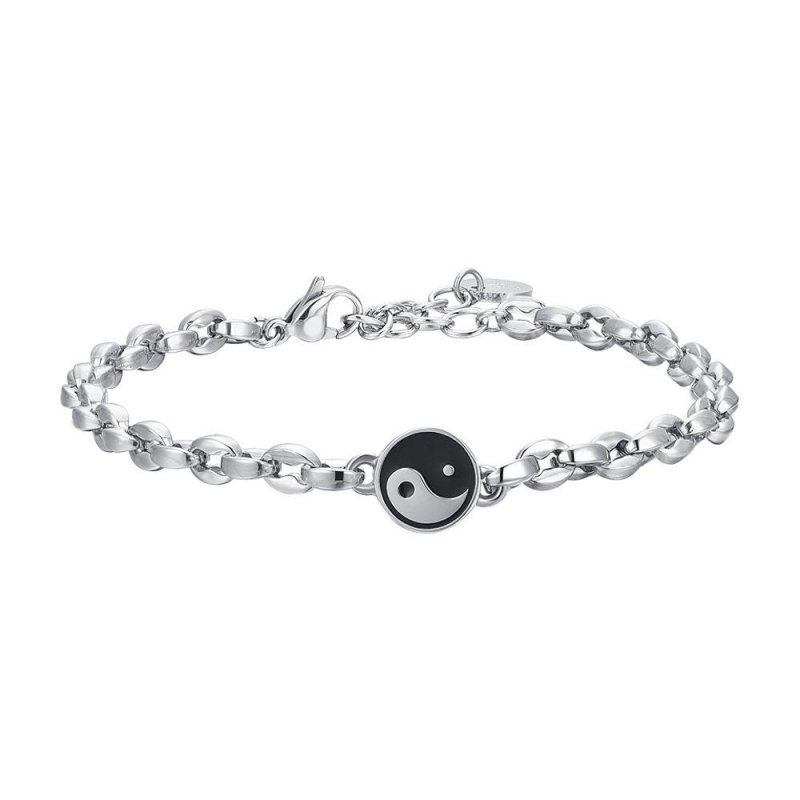 Luca Barra - Bracciale Uomo Tao - Acciaio - Smalto Nero