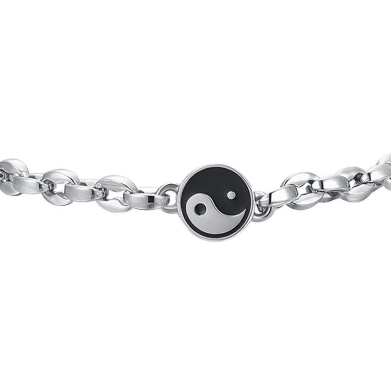 Luca Barra - Bracciale Uomo Tao - Acciaio - Smalto Nero