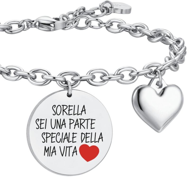 Luca Barra - Bracciale Donna Sorella - Acciaio - Smalto Nero Rosso