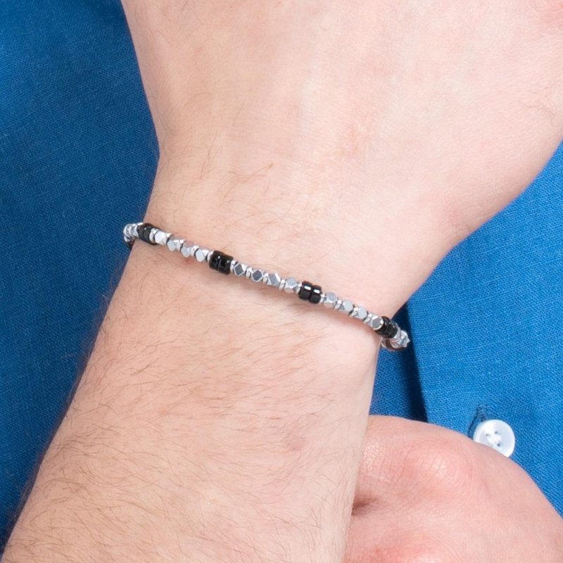 Luca Barra - Bracciale Uomo Acciaio - Ematite - Onice