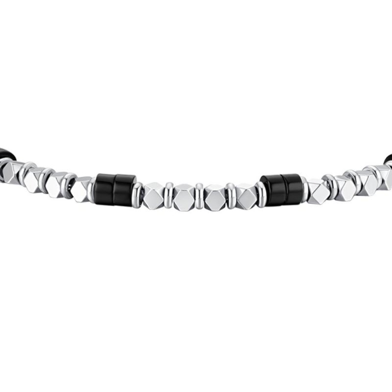 Luca Barra - Bracciale Uomo Acciaio - Ematite - Onice