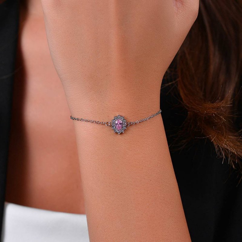 Luca Barra - Bracciale Donna Acciaio - Cristalli - Zircone Rosa