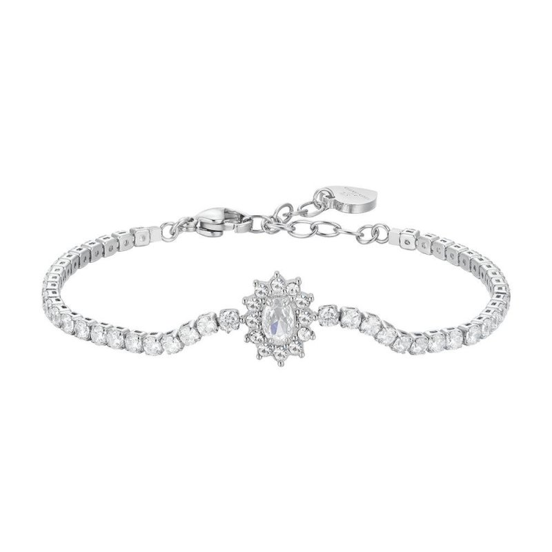 Luca Barra - Bracciale Tennis Donna - Acciaio - Cristalli Bianchi