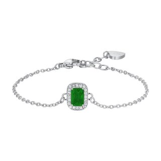 Luca Barra - Bracciale Donna Acciaio - Cristalli Bianchi - Zircone Verde