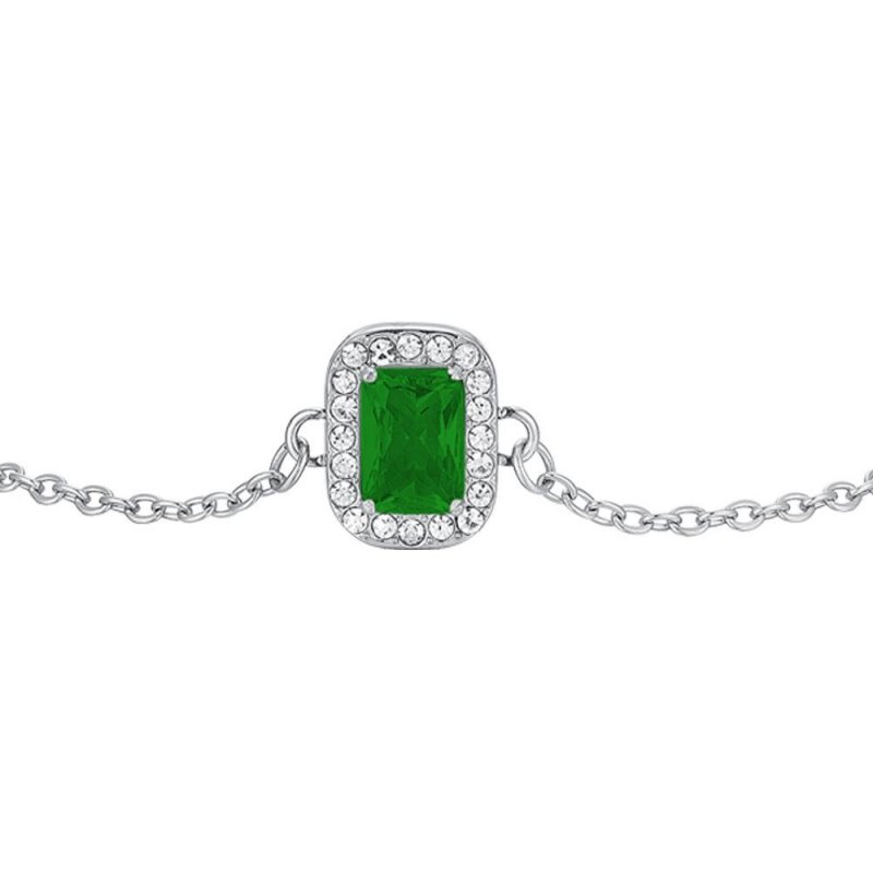 Luca Barra - Bracciale Donna Acciaio - Cristalli Bianchi - Zircone Verde