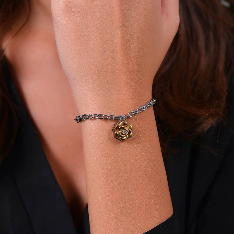 Luca Barra - Bracciale Donna - Acciaio Ip Gold - Rosa Girevole