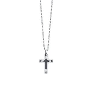 Luca Barra - Collana Uomo Acciaio - Croce Ip Black - Elegante