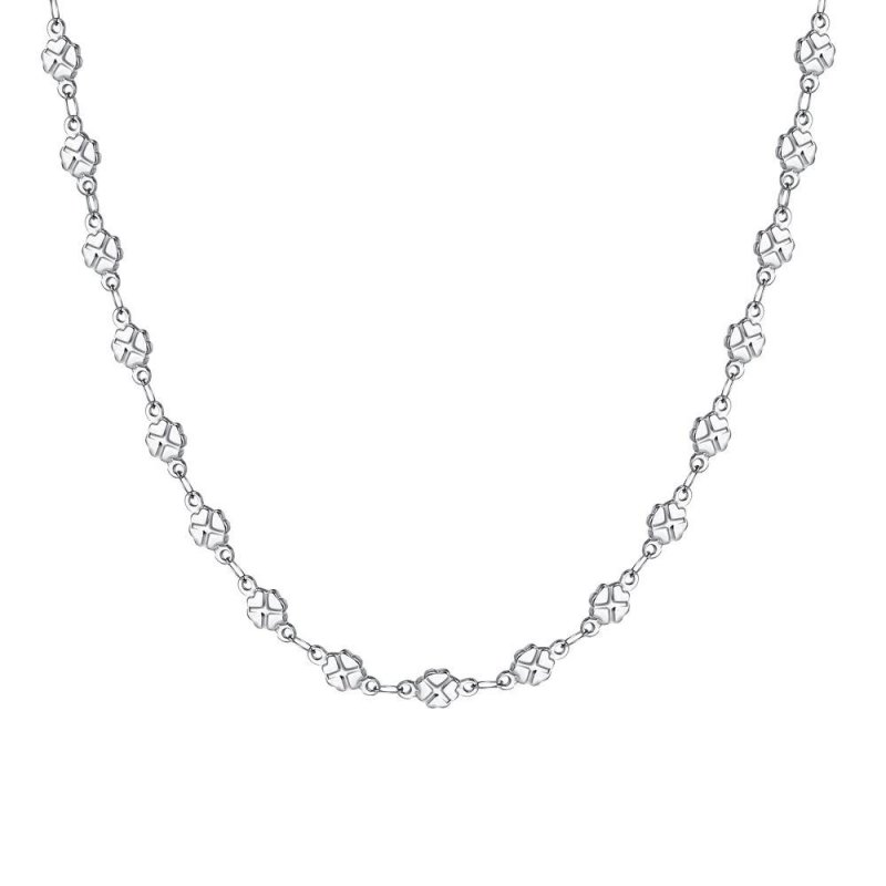 Luca Barra - Collana Donna Quadrifogli - Acciaio - Elegante