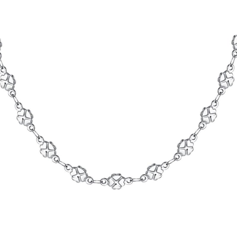 Luca Barra - Collana Donna Quadrifogli - Acciaio - Elegante