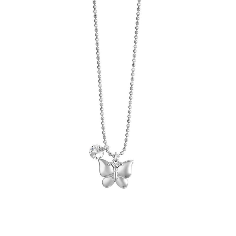Luca Barra - Collana Donna Farfalla - Acciaio - Zircone Bianco