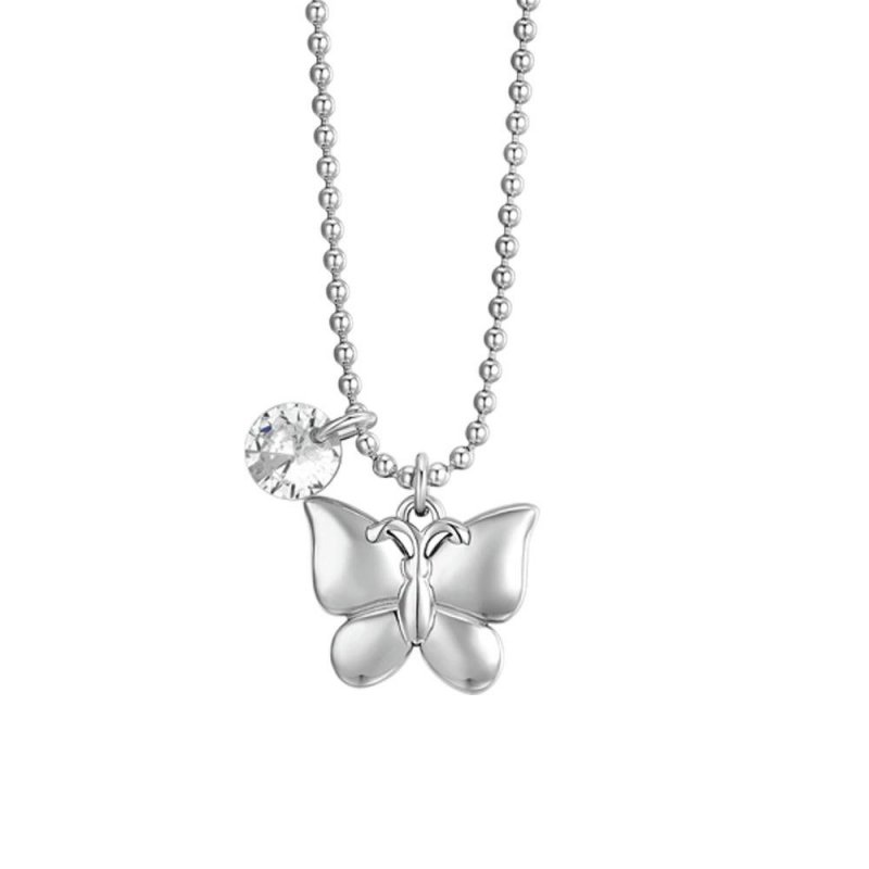 Luca Barra - Collana Donna Farfalla - Acciaio - Zircone Bianco