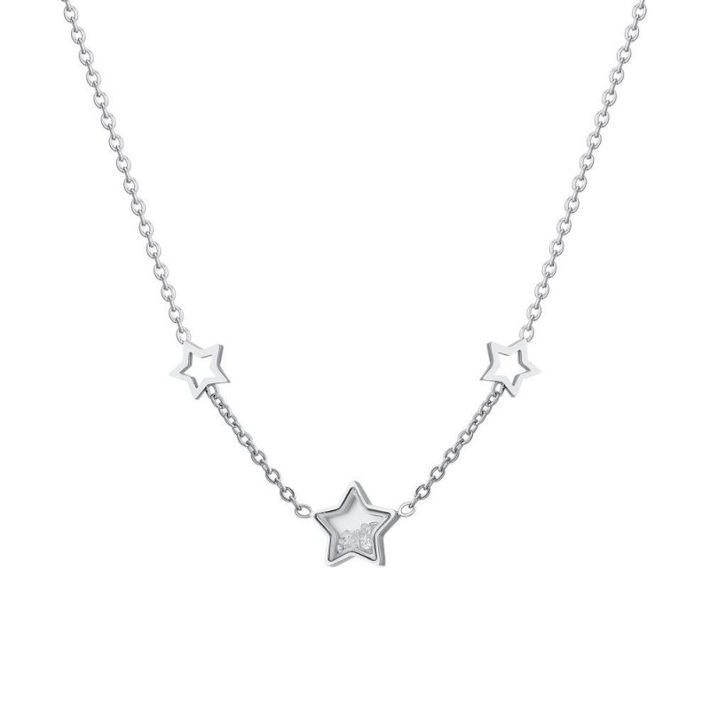 Luca Barra - Collana Donna Stelle - Acciaio - Zirconi Cubici