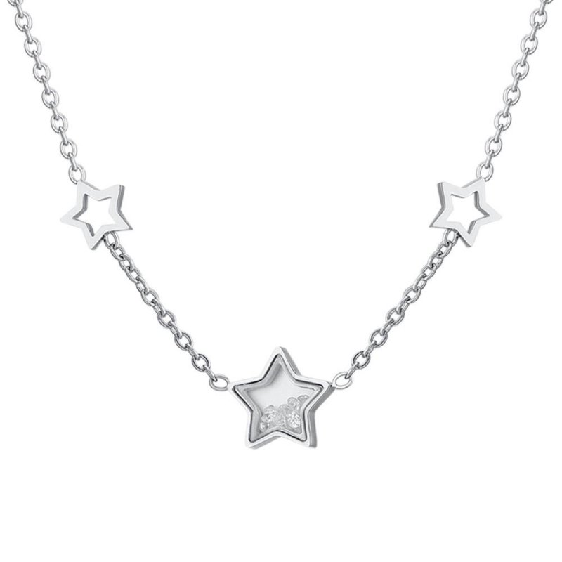 Luca Barra - Collana Donna Stelle - Acciaio - Zirconi Cubici