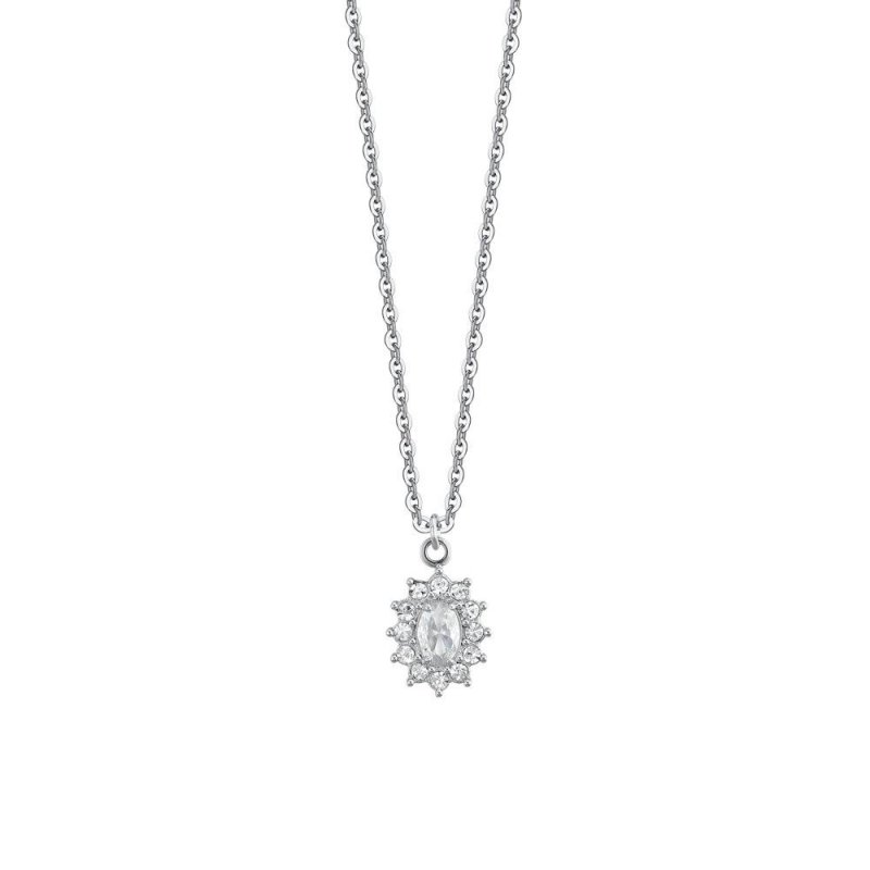 Luca Barra - Collana Donna Acciaio - Cristalli Bianchi - Zircone Bianco